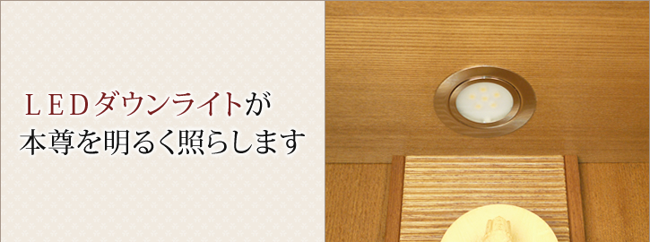 LEDダウンライトが本尊を明るく照らします